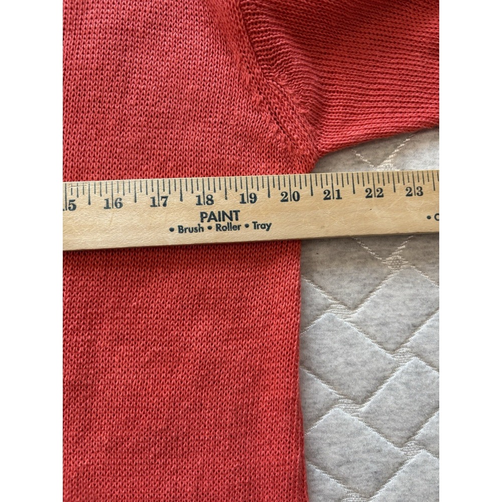 J Jill Love Linen Sweater Womens Small Coral Pink Orange Cardigan Lightweight - Picture 7 of 8